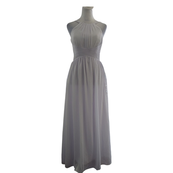 vnaix Dresses & Skirts - VNAIX Size 0 Blush white Chiffon Prom Bridesmaid Dress Halter Neck, Corset Back